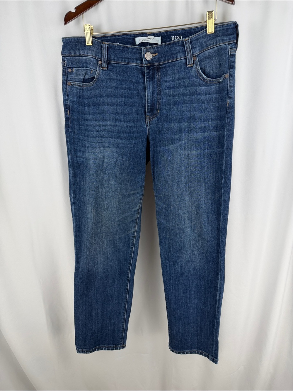 Liverpool Straight Leg Girlfriend Jeans in Dark Blue Wash